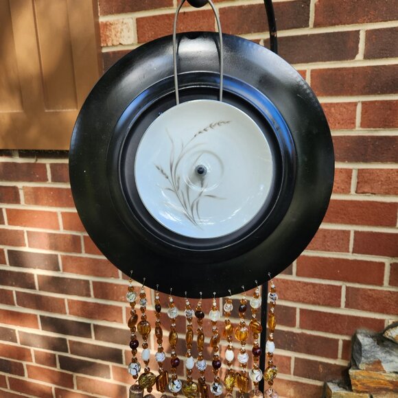 Cream Offwhite Plate Dish Flower Windchime SunCatcher Lampwork Beads Tin Bells - Picture 3 of 3